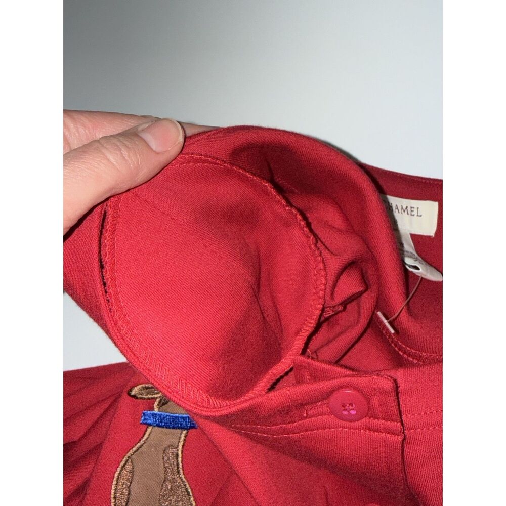 Vtg Bechamel Embroidered Dog Novelty Top Button Sweater Shirt Cardigan Red 2X - Picture 8 of 13
